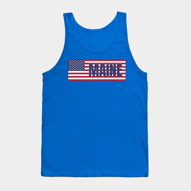 Maine State in American Flag Tank Top by aybe7elf